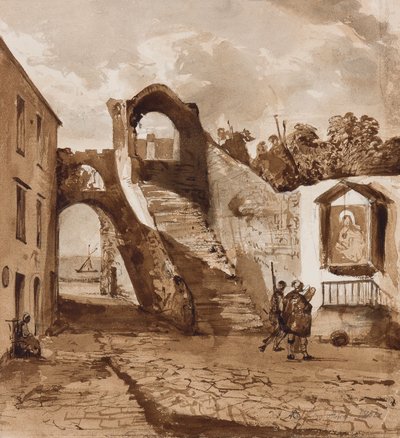 Shrine in the Walls of a Neapolitan Village, with Additions by Prince Alfonso Maria di Borbone, 30th October 1854 by Achille Vianelli